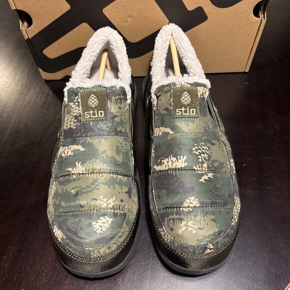 Stio Men’s Colter Mountain Slipper Green Camo Fleece Lined Size 12 New - Picture 2 of 9
